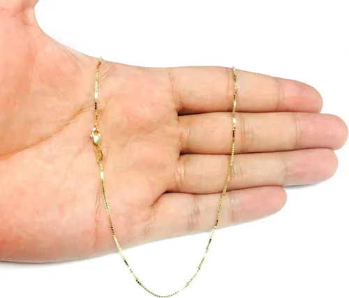 Vista 6 de 14k Yellow Solid Gold Mirror Box Chain Necklace
