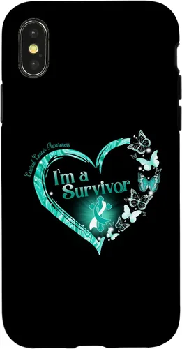 Vista 5 de Teal Ribbon Butterfly Cervical Cancer I'm A Survivor Case for iPhone 17
