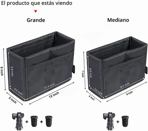 Vista 2 de S-ZONE - Bolsa impermeable a prueba de golpes y plegable para lentes de cámara, para Canon, Nikon Gris