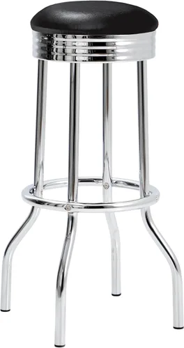 Vista 4 de Coaster Home Furnishings - Retro años 50 - Juego de bar de 3 piezas - Metal y laminado - Mesa redonda, taburetes de bar giratorios, patas cromadas