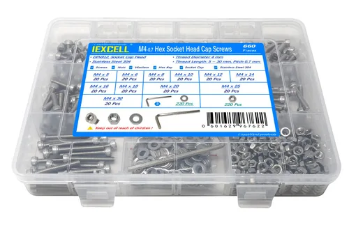 Vista 99 de iexcell Kit de tornillos de cabeza hexagonal de acero inoxidable 304, 100 unidades M2 x 0.157 in, paso de rosca de 0.016 in