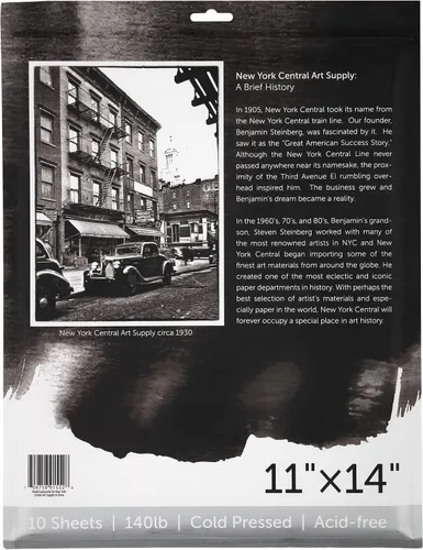 Vista 3 de New York Central Hojas de papel de acuarela, 11 x 14 pulgadas, prensa en frío de 140 libras, paquete de 50 unidades, grado profesional, sin ácidos