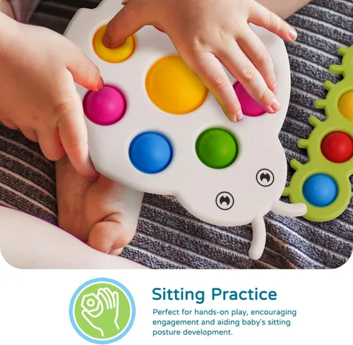Vista 8 de LiKee Juguetes sensoriales antiestrés para bebés de más de 10 meses, relleno de calcetines de Navidad, tablero de actividades Montessori para niños