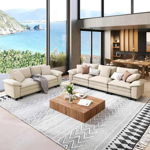 Vista 36 de SUNSHINE VALLEY - Juego de sofá de 2 piezas para sala de estar, sofá biplaza y sillón