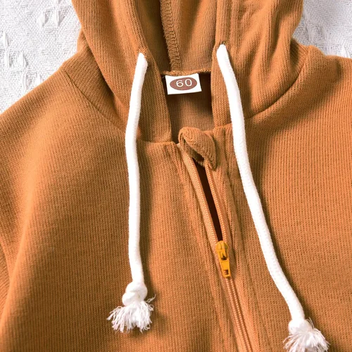 Vista 7 de Unutiylo Enterizo unisex de manga larga con cremallera y capucha para bebés y niñas