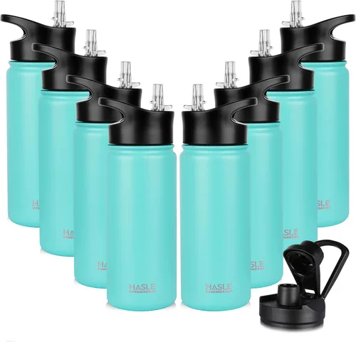 Vista 15 de HASLE OUTFITTERS Botella de agua aislada de 16 onzas para niños, botella de agua de acero inoxidable de doble pared al vacío, a prueba de fugas