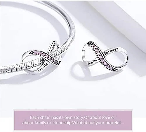 Vista 5 de Abalorio infinito de plata de ley 925 con colgante para pulseras Pandora, para mujer