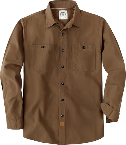Vista 8 de Dubinik® Chambray - Camisa de trabajo de algodón de manga larga para hombre, con 2 bolsillos, casual, con botones
