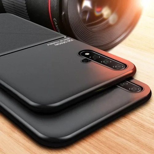 Vista 4 de Kepuch Mowen Cubierta De La Cubierta Del Parachoques Placa De Metal Incorporada Para Huawei Nova 5T/Honor 20 - Negro