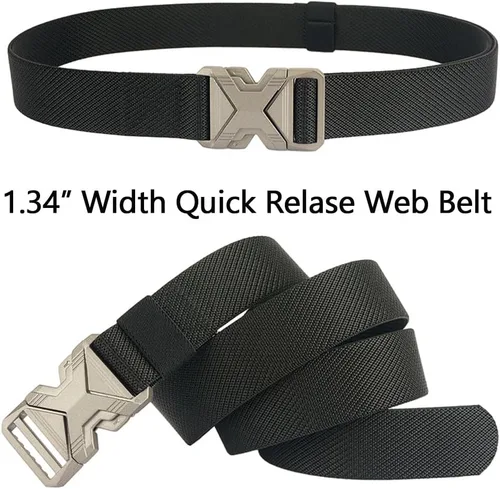 Vista 6 de Cinturón táctico para hombre de 1.34 pulgadas de ancho elástico elástico estilo militar cinturones de golf