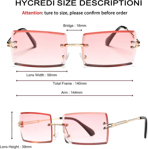 Vista 18 de Gafas de sol rectangulares para hombres/mujeres, gafas de sol pequeñas sin montura cuadrada