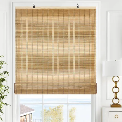 Vista 15 de LazBlinds Persianas de Bambú sin Cordón, Cortinas Enrollables para Ventanas, Persianas Colgantes con Filtro de Luz para Ventanas, Cortinas de Bambú