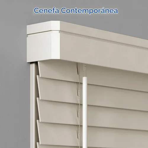 Vista 2 de Persiana de madera sintética sin cables de 2 pulgadas con cenefa contemporánea - 18" de ancho x 36" de largo - Gris, más de 900 tamaños