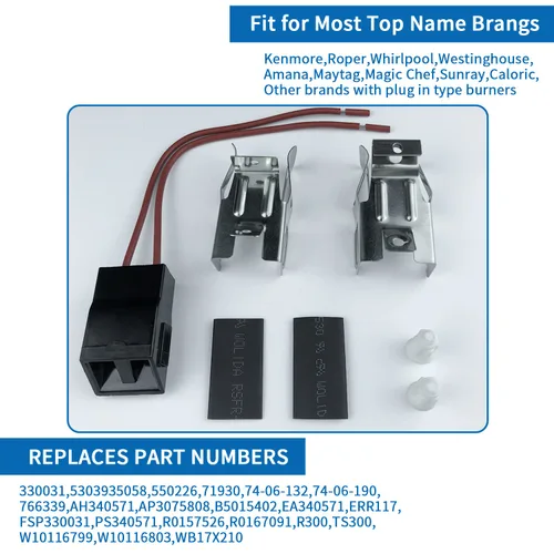 Vista 5 de Paquete de 2 terminales de bloque de receptáculo de enchufe de estufa ERR117 compatible con Whirlpool Kenmore Kit de receptáculo de quemador