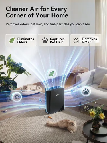 Vista 2 de Afloia Purificador de aire para el hogar, habitación grande, dormitorio, hasta 2000 pies cuadrados con monitor de calidad del aire PM2.5, modo