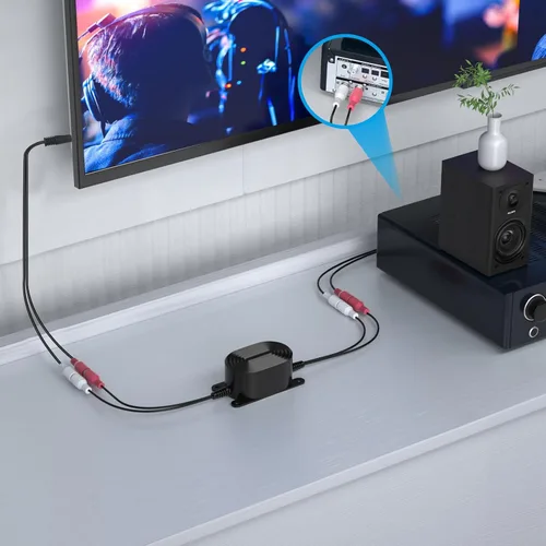 Vista 5 de Smof Aislador de bucle de tierra RCA, diseñado para cancelación de ruido de señal de audio, portátil y ligero, filtro de ruido amplificador