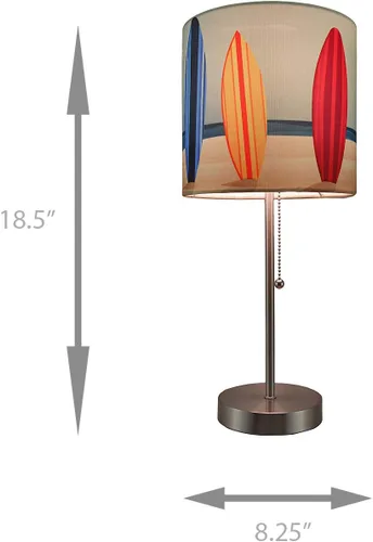 Vista 5 de Zeckos Lámpara de mesa de acero inoxidable de 18 pulgadas, un acento de decoración temática de playa perfecto con cautivadora pantalla de tabla