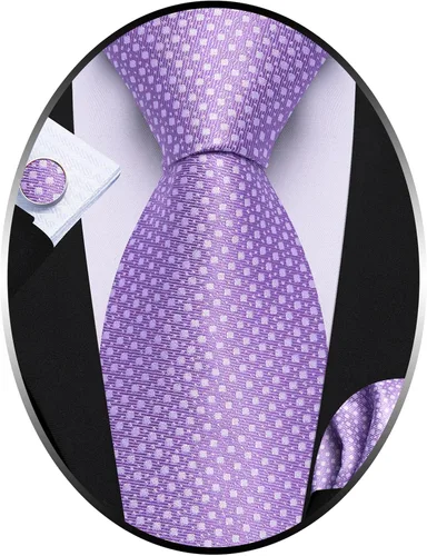 Vista 89 de Barry.Wang Corbatas de seda para hombre, diseño de lunares, gemelos cuadrados de bolsillo, gemelos para negocios, boda
