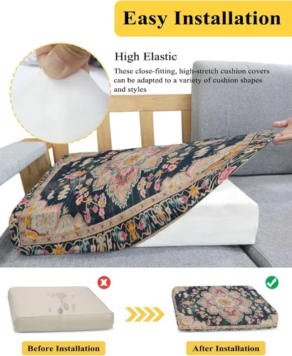Vista 5 de Fundas de cojín elásticas multicolor para sofá, seccional, individual, en forma de T, funda para muebles con parte inferior elástica, estampado