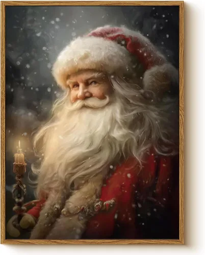 Vista 13 de Arte de pared con trineo, árbol navideño y cajas de regalo, 12 x 16 pulgadas, lienzo enmarcado de Navidad, cuadro rústico festivo, obra de arte