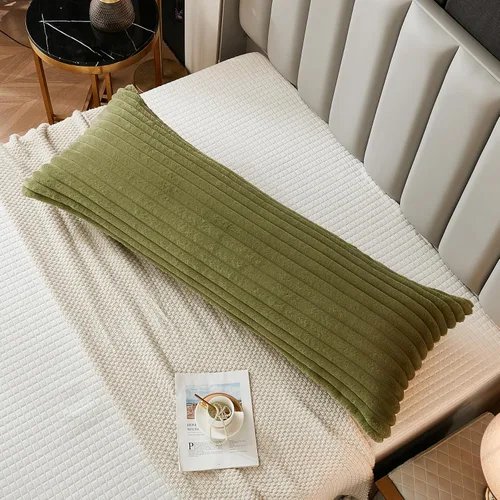 Vista 27 de Juego de 2 fundas de almohada para cama tamaño king, fundas de cojín rectangulares lumbares con diseño de rayas, forro de piel de conejo sintética
