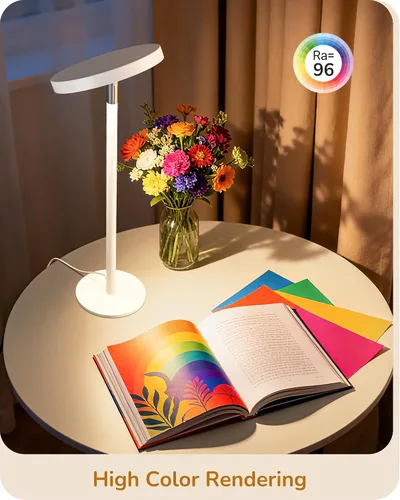 Vista 2 de EDISHINE - Lámpara LED de escritorio, lámpara de mesa con alto CRI 90+, 2 alturas ajustables 5%-100% regulable y 3 temperaturas de color, control