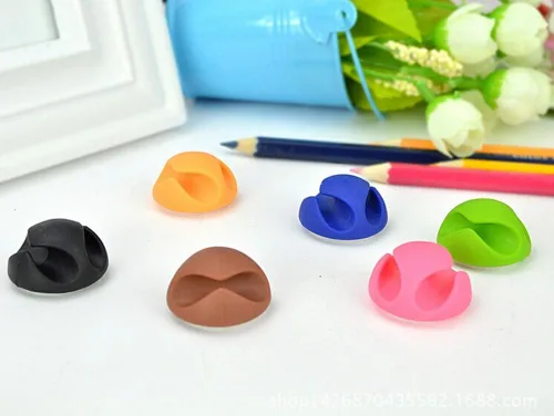 Vista 3 de yueton 24pcs Colorido Doble Agujero Escritorio Cable Cable Cable Gestión Cable Organizador Cable Holder