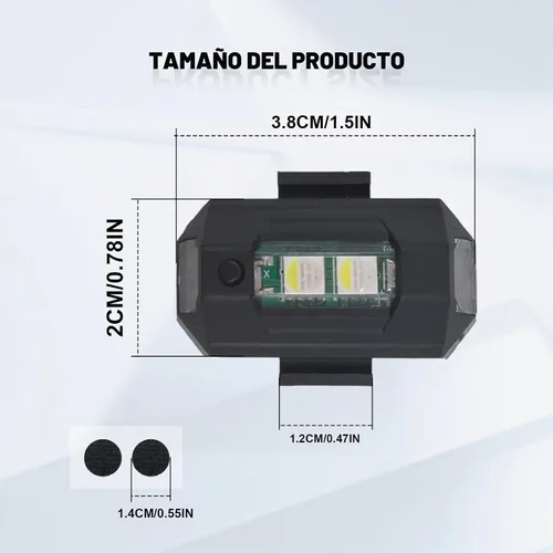 Vista 2 de 4 luces LED recargables de advertencia nocturna, luces estroboscópicas de 7 colores, luces anticolisión para dron, coche, motocicleta, barco