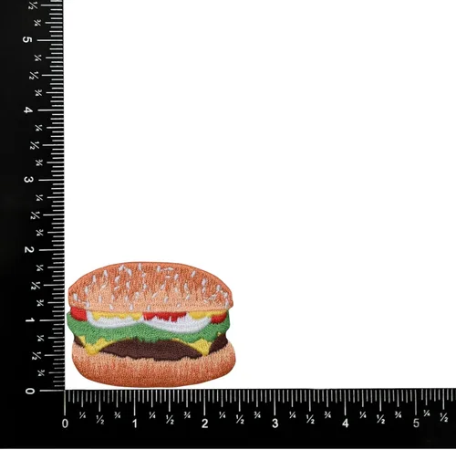 Vista 2 de Hamburguesa - Hamburguesa con queso - Comida - Parche bordado para planchar