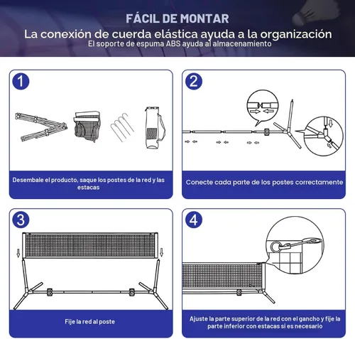 Vista 8 de BAGAIL Badminton Net, Height Adjustable (Up to 5.1')
