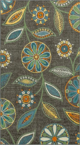 Vista 38 de Maples Rugs Reggie - Alfombra bohemia con estampado floral, 1 pies 8 Gris oscuro