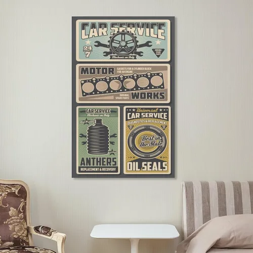 Vista 7 de TYOka Auto Parts Retro Minimalist Poster Home Canvas Wall Decoration Art Canvas Painting Posters And Prints Wall Art Pictures for Living Room