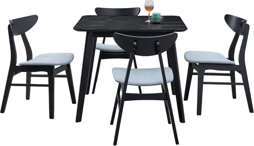 Vista 8 de Dining Chairs Set of 2, Modern Soft Upholstered Kitchen Side Chairs with Wooden Frame, Table & Chair Sets for Dining Room, Living Room, Black