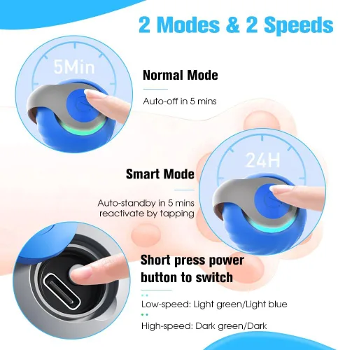 Vista 12 de 2 piezas Speedy Tail, pelota interactiva 2.0 de juguete para gatos para interiores, bolas automáticas de sprint rápido y bola de canciones, juguetes