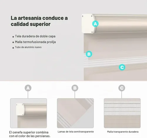 Vista 6 de Personalizadas MYshade - Persianas de cebra para ventanas sin cordones, persianas para ventanas con filtro de luz, tratamientos para ventanas