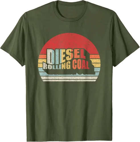 Vista 34 de Camiseta de camión diésel con motor diésel retro y divertido de carbón, Negro