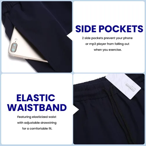 Vista 5 de COOFANDY - Paquete de 2 pantalones cortos de entrenamiento para hombre, diseño con bolsillos, de secado rápido, para fisicoculturismo, levantamiento