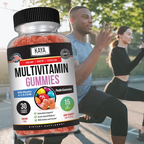 Vista 7 de Kaya Naturals Gomitas multivitamínicas para adultos, biotina, vitamina A, B-12, C y E, incluyendo zinc, ácido fólico, sabor a fresa - Multivitaminas