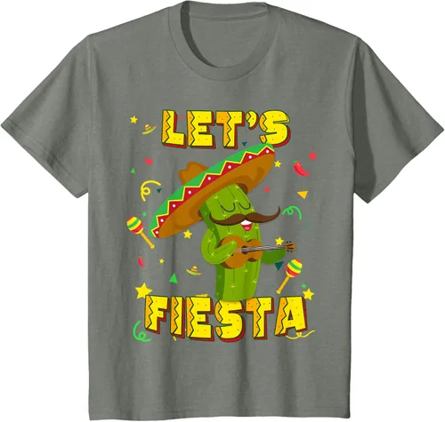 Vista 74 de Cinco De Mayo - Camiseta de regalo con sombrero de cactus Let's Fiesta, Negro, S