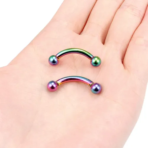 Vista 3 de Ftovosyo Anillos PA de acero quirúrgico 316L con rosca interna, curvado, para mujeres y hombres, calibre de oreja CR 2G, 4G, 6G, 8G, 0.472in