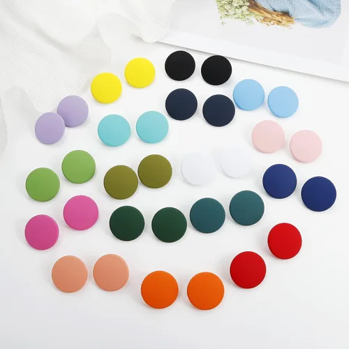 Vista 4 de Aretes de botón, aretes redondos grandes de acrílico para mujeres y niñas