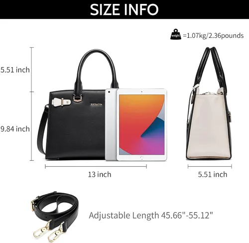 Vista 6 de BOSTANTEN Bolso de cuero para mujer, bolso de diseñador con asa superior, bolso cruzado, Bolsas colgantes de cuero para mujer