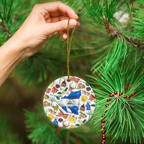 Vista 88 de Lotacy Bandera argentina argentina de Navidad de cerámica 2D impresa adorno con símbolos, decoración del hogar argentina regalos para hombres