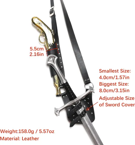 Vista 6 de HZMAN NegroMarrón Ajustable Espada Rana Espada Medieval Espada Holster LARP Ropa Accesorio Rana Espada Correa