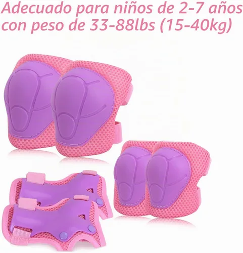 Vista 4 de Equipo de protección para niños, rodilleras, coderas con protectores de muñeca para patinaje sobre ruedas, ciclismo, monopatín, bicicleta, scooter