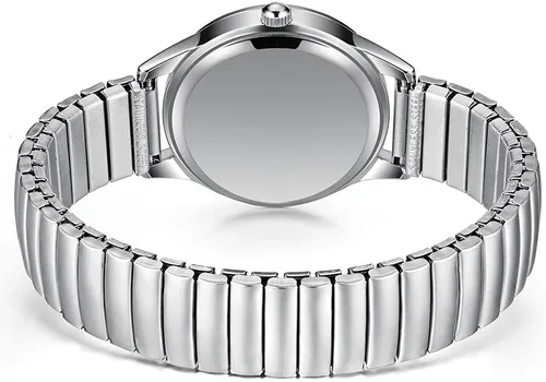 Vista 6 de BOSHIYA Reloj con banda elástica para mujer Easy Reader de 1.181 in analógico de cuarzo con correa elástica de acero inoxidable, impermeable, reloj