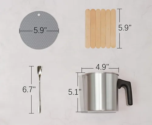 Vista 2 de Aroparc Olla para hacer velas, 1200ml / 40 oz, olla de cera de doble caldera de 2 libras, jarra de vertido para hacer velas con cuchara, dispositivo