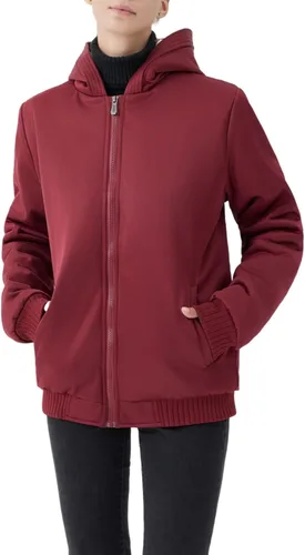 Vista 10 de JiangWu - Chaqueta con capucha de estilo Sherpa para mujer, forro polar grueso, abrigada para invierno A-Negro