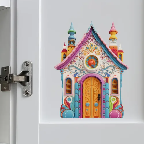 Vista 4 de Bright Toy House - Adhesivo de pared para puerta de hadas
