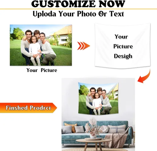 Vista 3 de GYETPONG Imagen de carga de tapiz personalizado, regalo personalizado, para añadir tu foto, logotipo, texto, tapiz personalizado, tapiz para colgar
